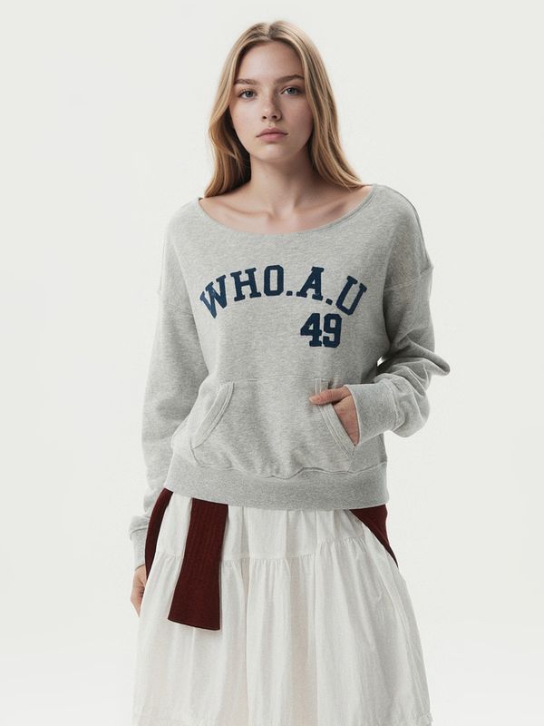 WHOAU Áo nỉ trễ vai One-Shoulder Sweatshirt(F)_WHMWGB923F