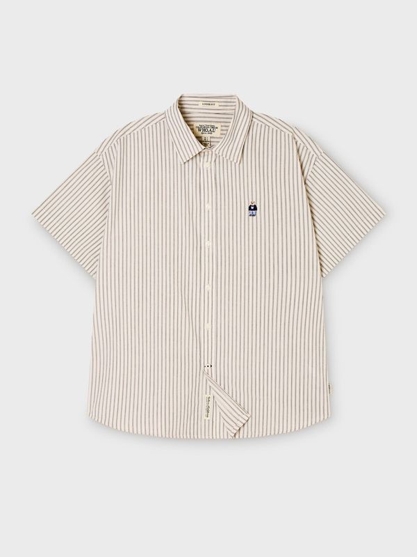 WHOAU Áo sơ mi nữ Steve Loose Fit Short Sleeve Shirts_WHYAG2511F