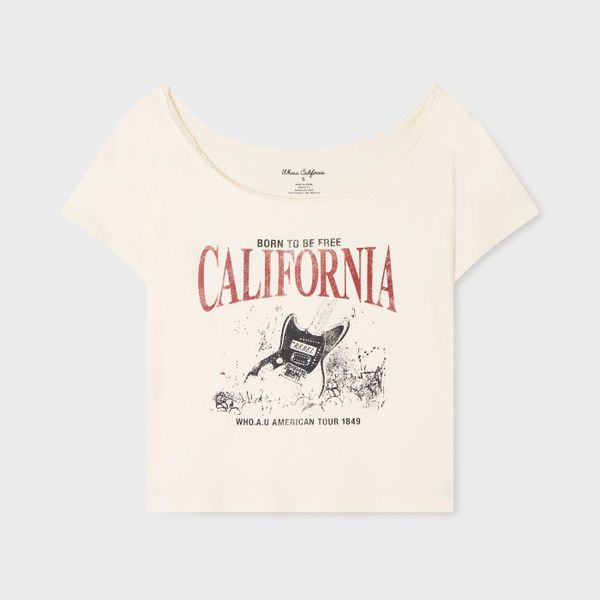 WHOAU Áo thun nữ Rock Music One-Shoulder T-shirt(F)_WHRPGB763F