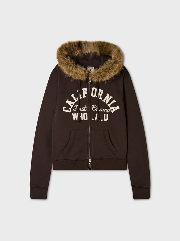 WHOAU Áo khoác nỉ Slim Fur-Trimmed Hood Zip-up(F)_WHMZGBV23F