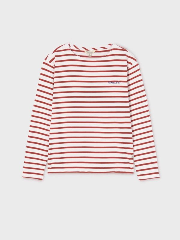 WHOAU Áo thun nữ Boat Neck Stripe T-shirt_WHLSG2321F