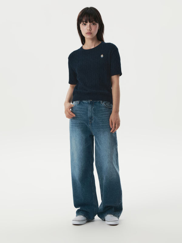 WHOAU Áo len Steve Melange Short Sleeve Sweater_WHKAG2412F