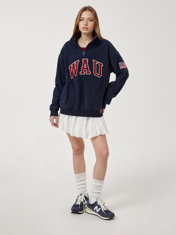 WHOAU Áo khoác Unisex Patch Fleece Half Zip-up_WHMAF4V21U