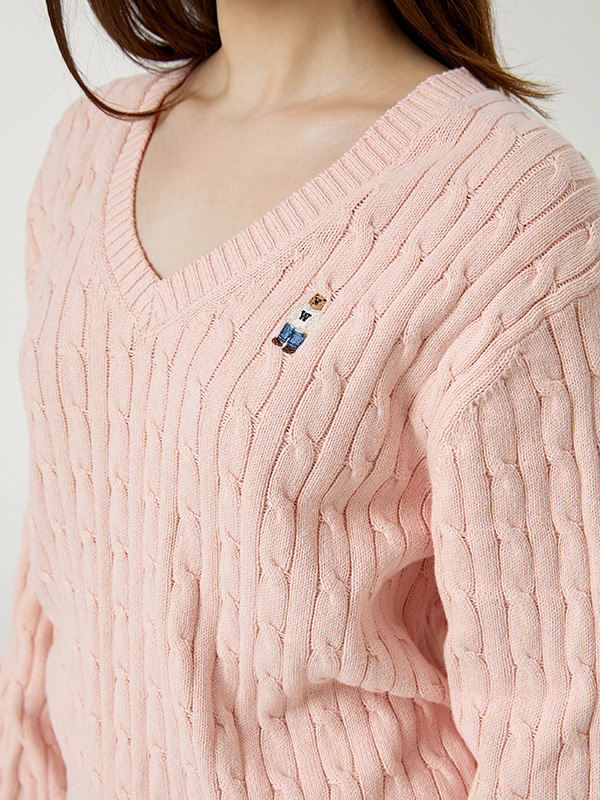 Steve V-neck Cable Sweater
