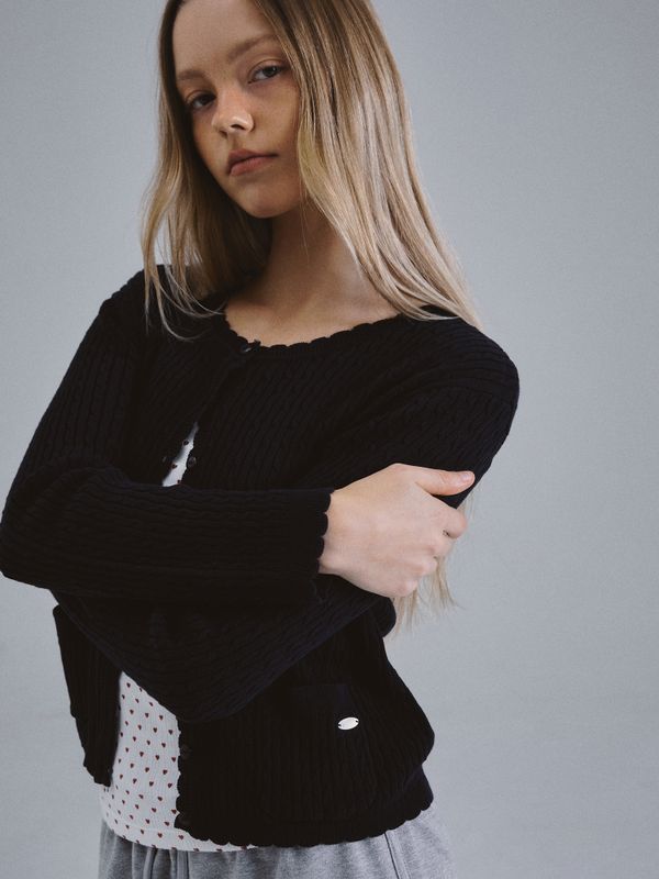 HighGauge Cotton Cable Scallop Cardigan_WHCKF2491F