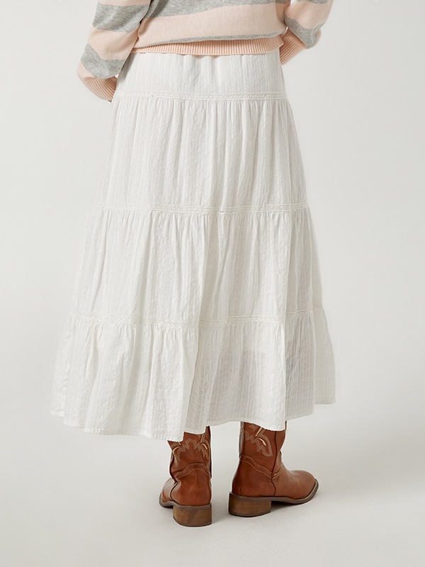 Dobby Long Tiered Skirt
