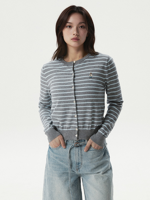 WHOAU Áo len Steve Stripe Cardigan_WHCKG2332F