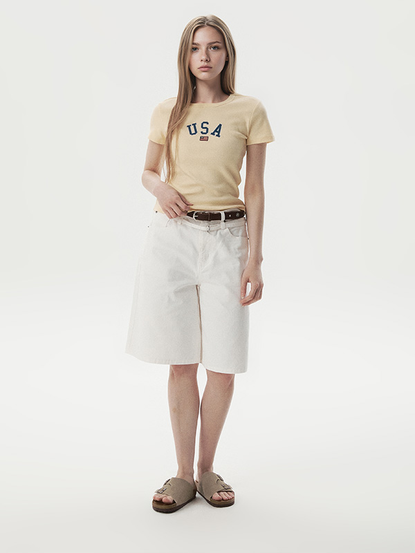 USA Ribbed Short-sleeve T-shirt