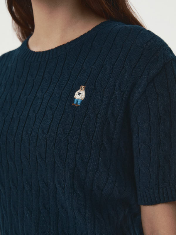 WHOAU Áo len Steve Melange Short Sleeve Sweater_WHKAG2412F