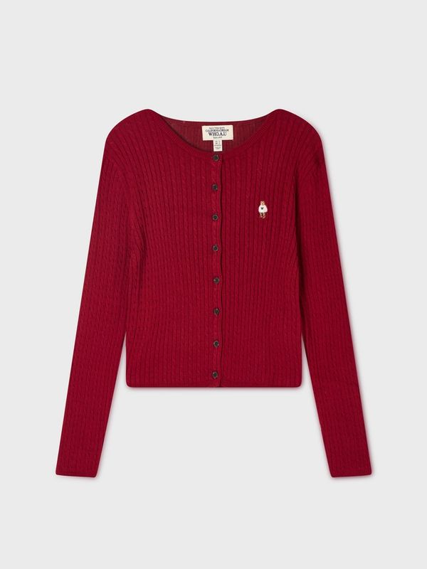 WHOAU Áo len High Gauge Cotton Cable Cardigan_WHCKGB821F