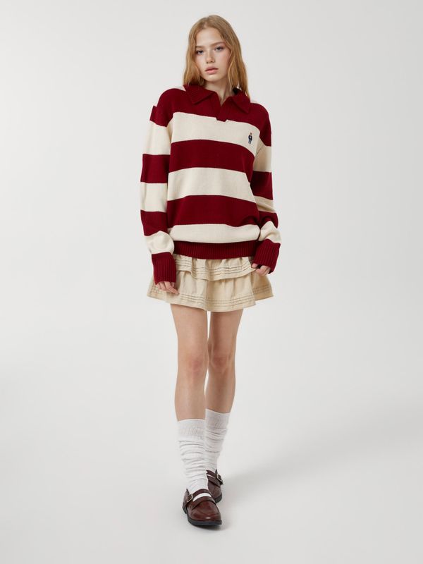 Steve Stripe Open Collar Pullover_WHKAF4923U