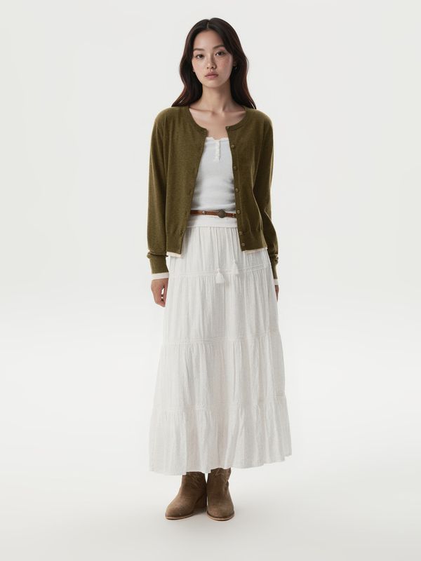 WHOAU Áo len Layered R-neck Cardigan_WHCKGB823F