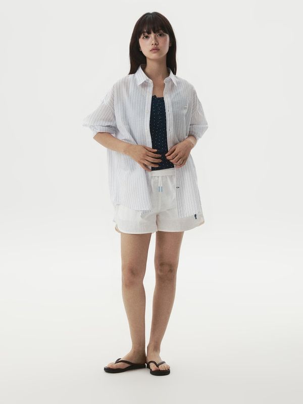 WHOAU Áo sơ mi nữ Loose Fit Striped Shirt WHYSGB731F