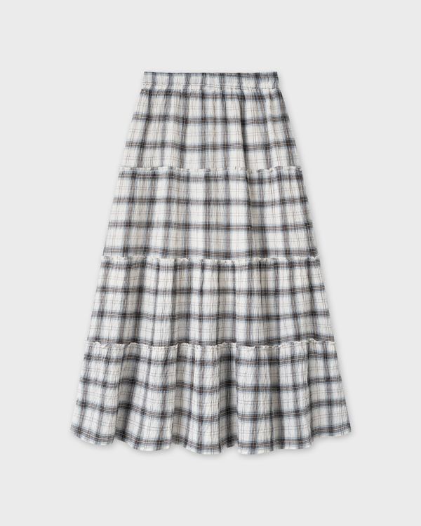 WHOAU Chân váy Meichan Asymmetric Long Plaid Skirt_WHWHG2573B