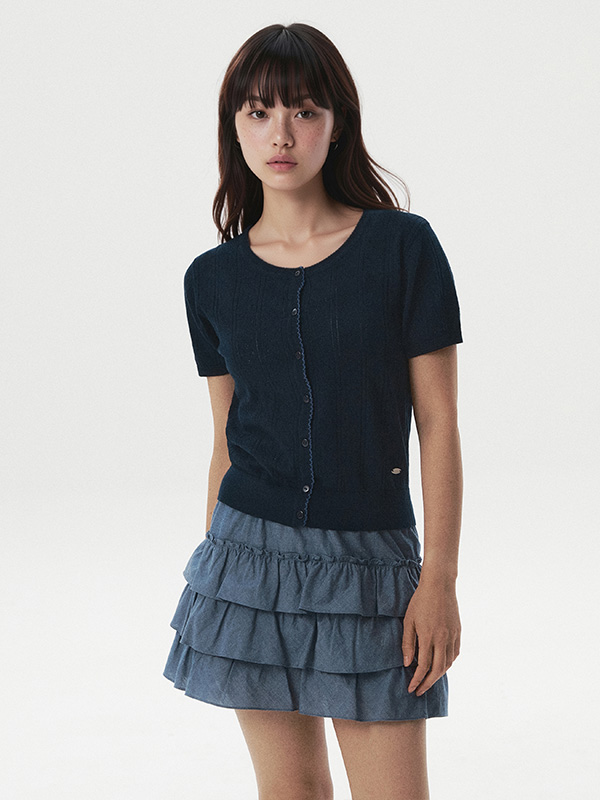 WHOAU Áo Cardigan Punching Skashi Short Sleeve Cardigan_WHCKG2522F