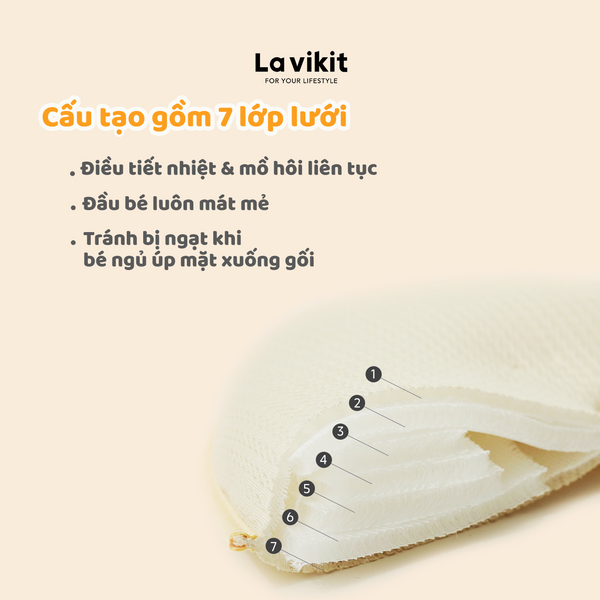 Gối sơ sinh chống bẹp đầu dành cho trẻ 1-18 tháng Lavikit