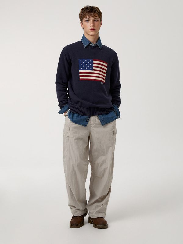 American Flag Intarsia Pullover