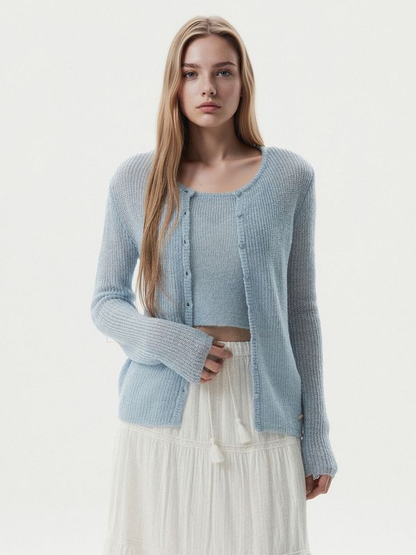WHOAU Áo len Bustier Layered Cardigan_WHCKGB966F