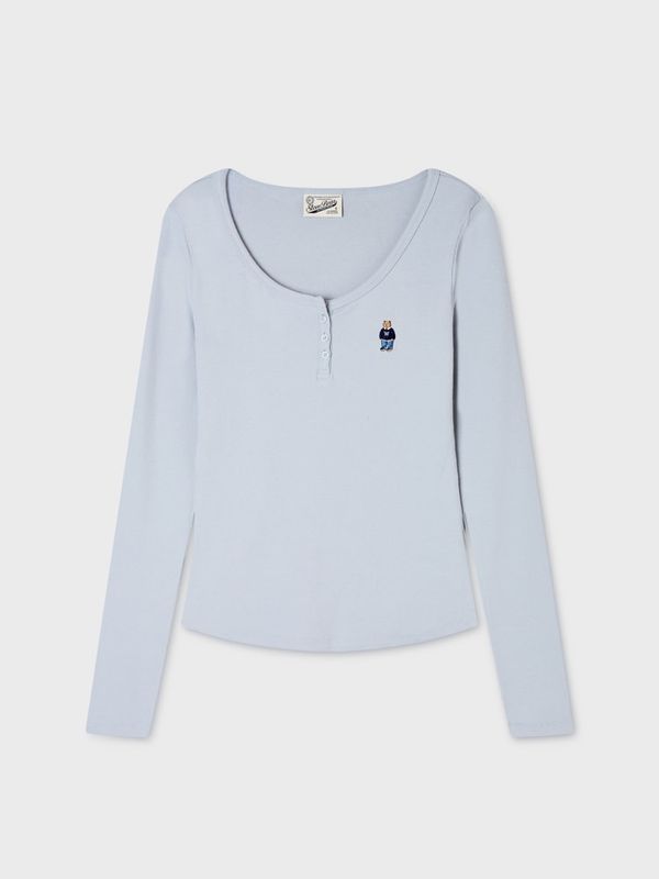 WHOAU Áo thun nữ Steve Ribbed Henryneck T-shirt[B]_WHLAGB852F
