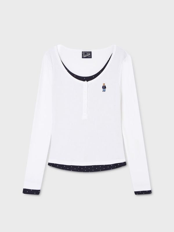 WHOAU Áo thun nữ Steve Layered Henryneck T-shirt[B]_WHLAGB854F