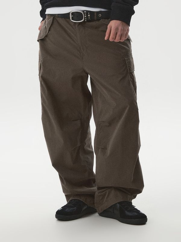 Wide Cotton Nylon Cargo Pants (U)