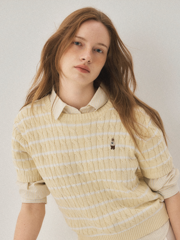 WHOAU Áo len Steve Melange Short Sleeve Sweater_WHKAG2412F