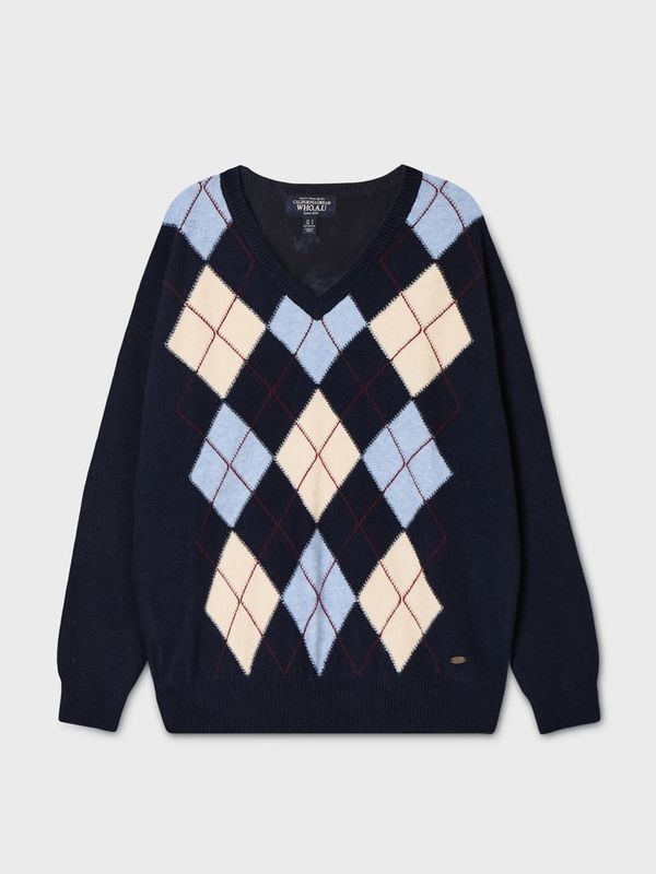 WHOAU Áo len V-neck Argyle Pullover _WHKAGB823F