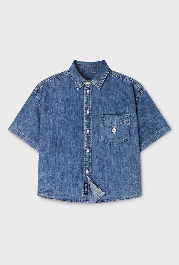 WHOAU Steve Denim Crop Short Sleeve Shirts_WHYJG2522F