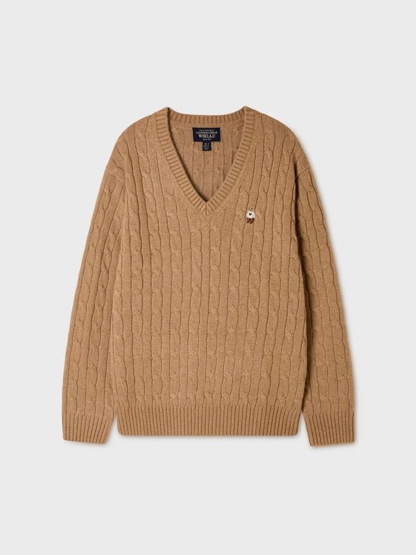 WHOAU Áo len Steve Cable V-neck Pullover_WHKAGB922F