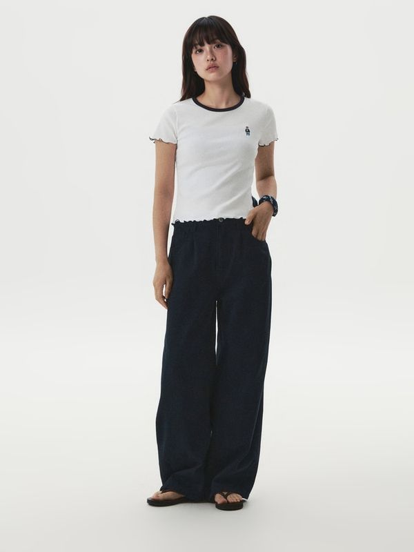 WHOAU Áo thun nữ Steve Ribbed Frill T-shirt[B]_WHRAGB752F