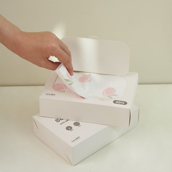 Yếm ăn dặm dùng 1 lần La vikit chống thấm nước họa tiết quả đào xinh xắn tiện lợi cho bé