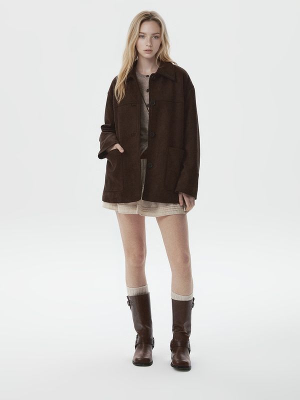 WHOAU Áo khoác Synthetic Suede Half Jacket_WHJKGB932F