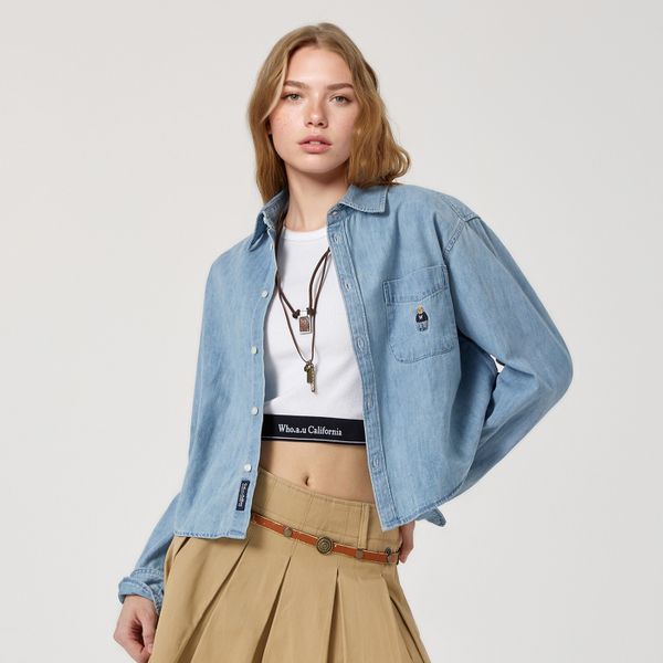 WHOAY Áo sơ mi nữ Steve Crop Denim Shirts (F)_WHYJG2334F
