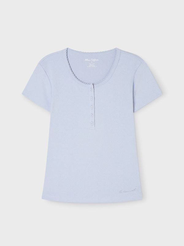 WHOAU Áo thun nữ Eyelet Henley Neck T-Shirt_WHRAG2532F