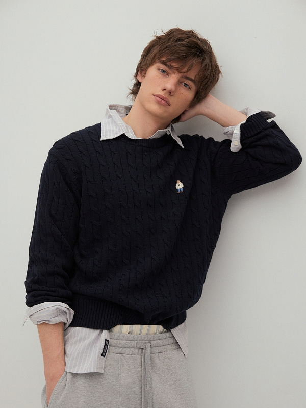 WHOAU Áo len nam Steve Cable Sweater_WHKAG1121M
