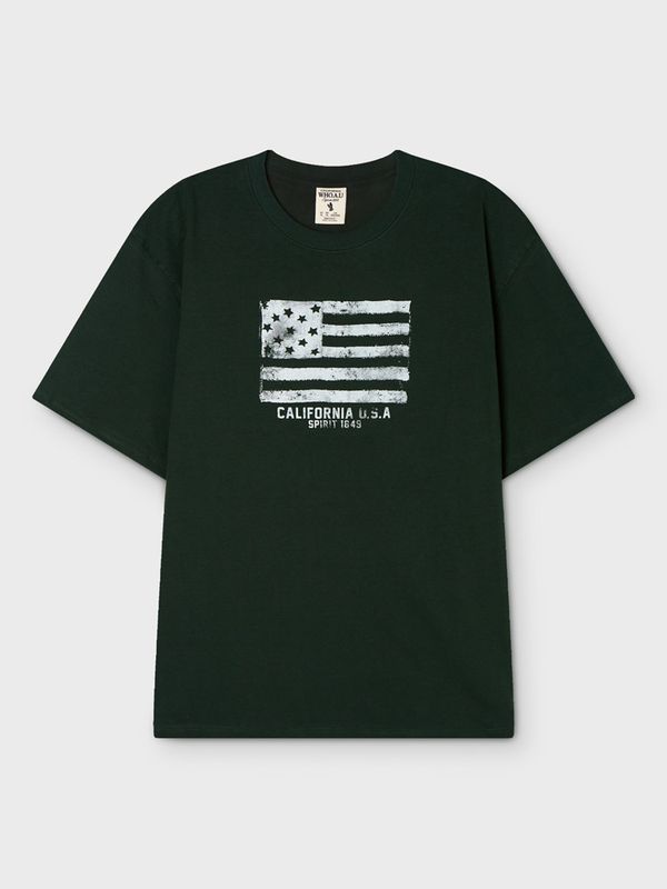 WHOAU Áo thu Unisex American Flag Printing T-shirt_WHRPG2407U