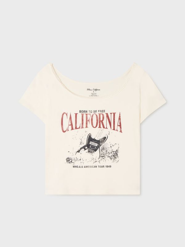 WHOAU Áo thun nữ Rock Music One-Shoulder T-shirt(F)_WHRPGB763F