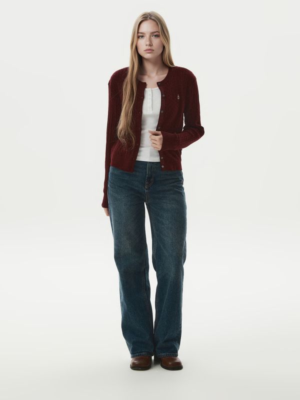 WHOAU Áo len Steve High Gauge Wool Cable Cardigan_WHCKGB912F