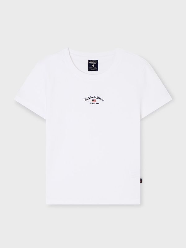 WHOAU Áo thun nữ USA Embroidery Small Logo T-shirt_WHRAG2441F