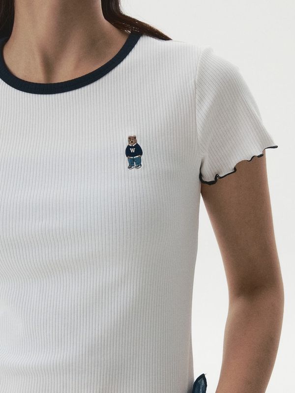 WHOAU Áo thun nữ Steve Ribbed Frill T-shirt[B]_WHRAGB752F