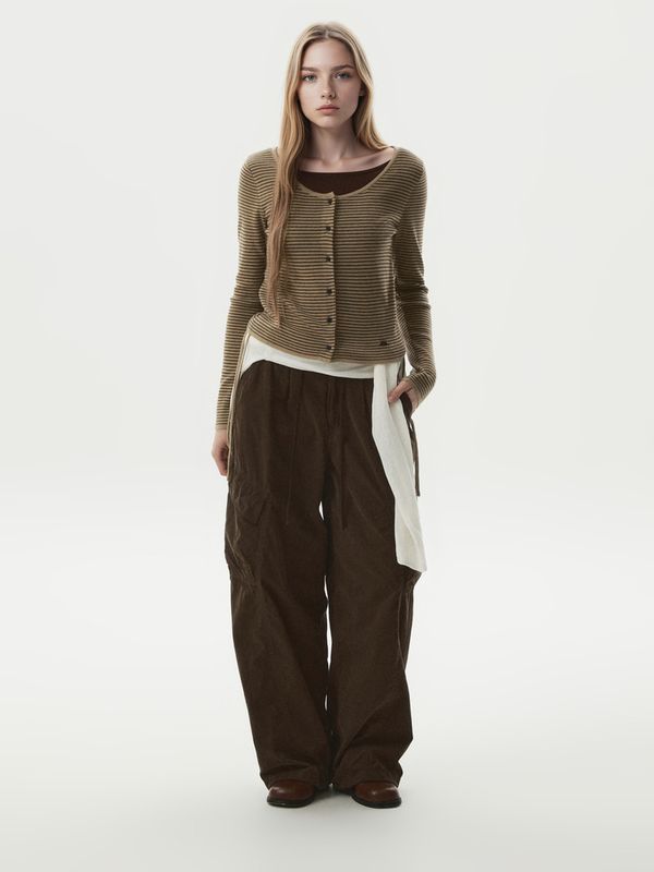 WHOAU Quần dài Wide Cotton Nylon Cargo Pants(F)_WHTAG3821F