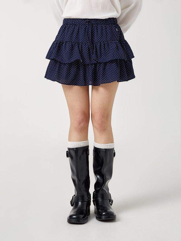Dot Short Tiered Skirt