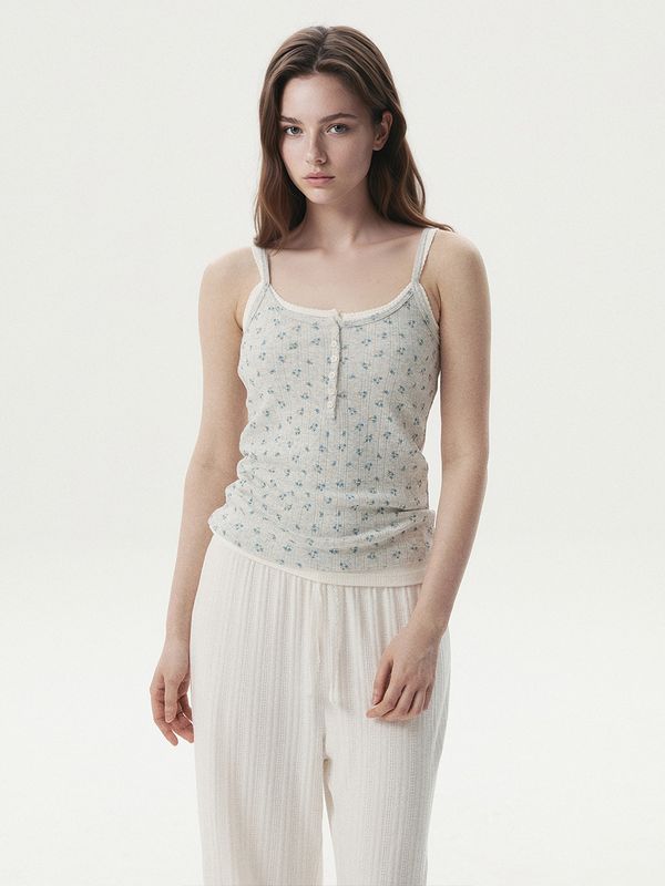 WHOAU Áo nữ Eyelet Henry Neck Sleeveless