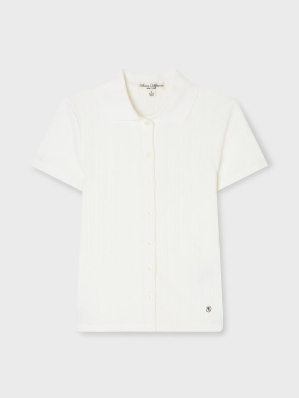 WHOAU Áo thun nữ Eyelet Jacquard T-Shirt_WHHAG2551F