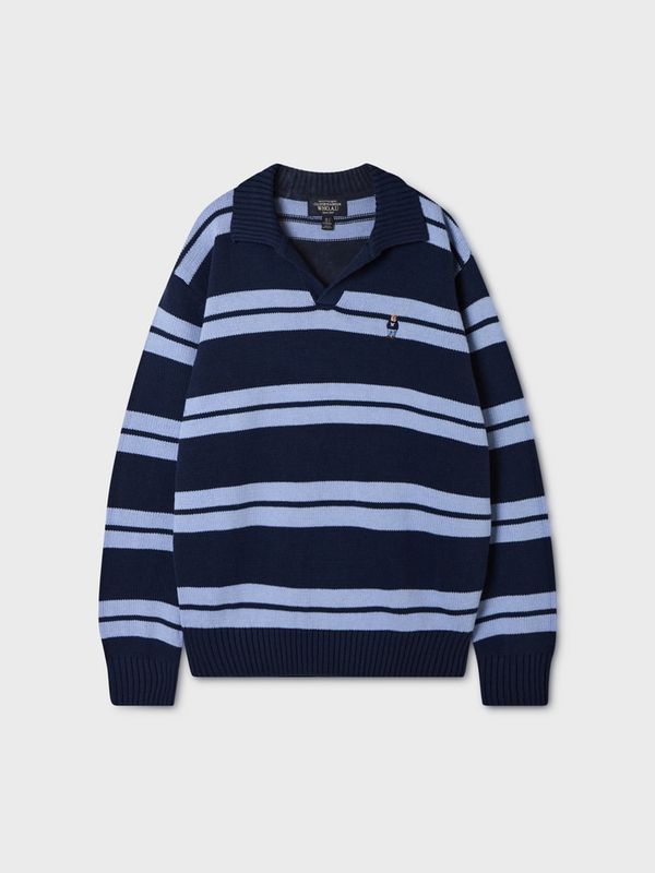 WHOAU Áo len Steve Open Collar Stripe Pullover[B]_WHKAGB951U